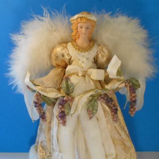 Large 17 " Angel Christmas Tree Topper - Real Feather Wings