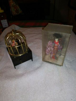 Vintage Japanese Doll In Glass Case & Dancing Dolls Music Box,  Take A Look