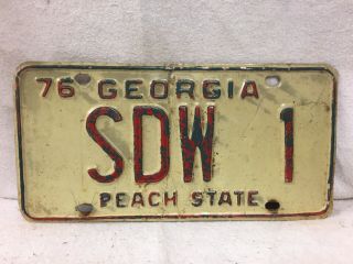 Vintage 1976 Georgia Vanity License Plate “sdw 1”