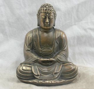 Chinese Folk Culture Handmade Brass Bronze Statue Sakyamuni Buddha Sculpture