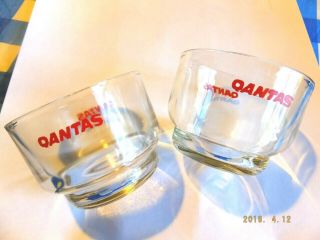 2 Vintage Qantas Airlines Australia First Class Bar Glasses