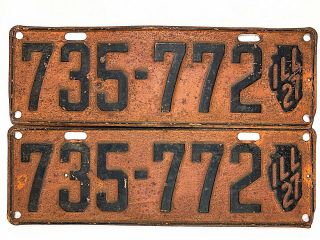 Illinois 1927 Pair Old License Plate Garage Vtg Car Tag Set State Map Auto Video