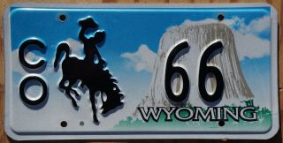 Wyoming County Vehicle License Plate Low Digit 66