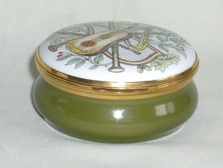Small Enamel Musical Box With Musical Instruments Swiss Made Movement