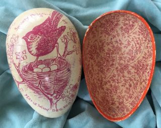 Vintage Easter Egg Candy Container Germany Bird Paper Mâché London Maria Wood