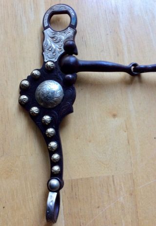 Western Silver Mounted Cowboy Snaffle Bit with Conchos,  Copper Inlay Mouth 2