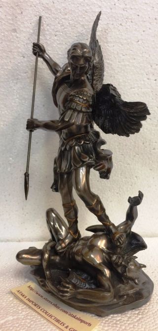 10 " St Saint Michael Archangel Victory Over Lucifer Statue Figurine.  Christianity