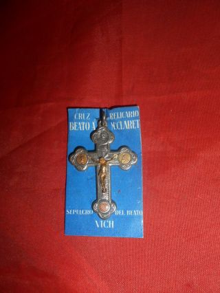 Antique Reliquary Crucifix Metal Cross,  Catholic Relics M.  Claret