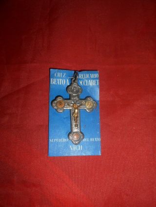 Antique Reliquary Crucifix metal Cross,  Catholic Relics M.  CLARET 2