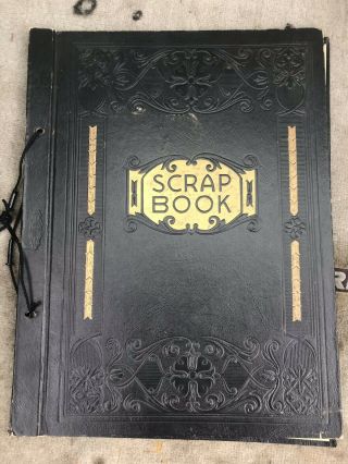 Vintage 1930’s Scrapbook Spfd Photo Mount Co.  Black Leather & Gold