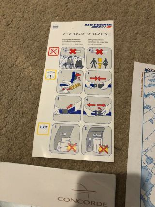 Air France CONCORDE Safety Card,  Booklet & Map Poster May 93 55S Flight 2