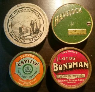 4 Vintage Tobacco Tins,  Balkan Sobranie,  Havelock Lloyd 