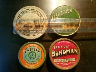 4 vintage tobacco tins,  Balkan Sobranie,  Havelock Lloyd ' s captive,  bondman 2