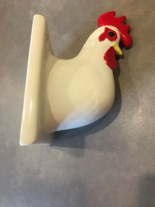 Vintage Ceramic Rooster Chicken Kitchen Hand Towel Holder Wall Hanger Mold 5