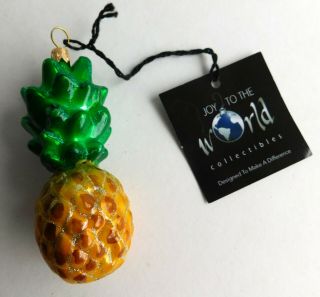 Joy To The World Hand Crafted Pineapple Ornament European Artisans Poland W/tag