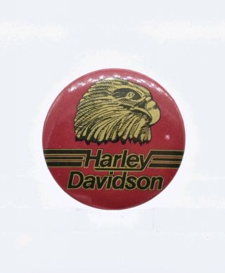 Vintage Harley Davidson Motorcycles Red Gold Eagle Button Pin Pinback 1970 
