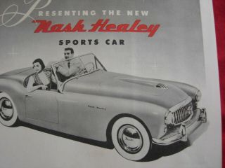 Nash Healy Sports Car Dealer Dearlership Ad Brochure Old Vintage