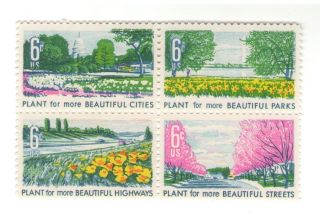 Washington Dc In Bloom 49 Year Old Vintage Stamp Block From 1969