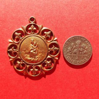 RARE BLESSED VIRGIN MARY MEDAL OLD SPANISH OUR LADY OF MOUNT CARMEL CHARM 5
