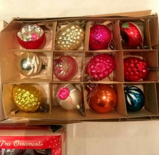 VINTAGE ASSORTMENT OF 28 MERCURY GLASS CHRISTMAS DECORATIONS WITH BOXES 3