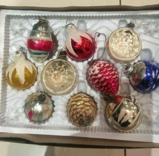 VINTAGE ASSORTMENT OF 28 MERCURY GLASS CHRISTMAS DECORATIONS WITH BOXES 4