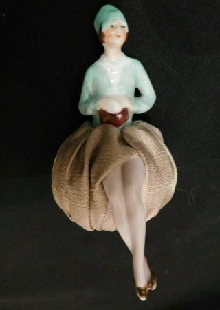 Vintage Porcelain Pincushion Flapper Half Doll With Legs