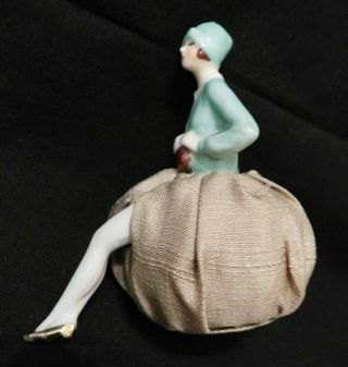 Vintage Porcelain Pincushion Flapper Half Doll with Legs 2