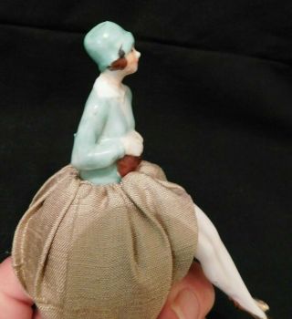Vintage Porcelain Pincushion Flapper Half Doll with Legs 4