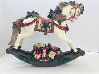 15”x13” Vtg Christmas Victorian Carousel Pony Rocking Horse Ceramic Decor Statue 3