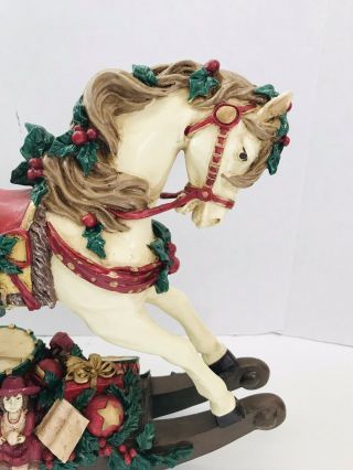 15”x13” Vtg Christmas Victorian Carousel Pony Rocking Horse Ceramic Decor Statue 4