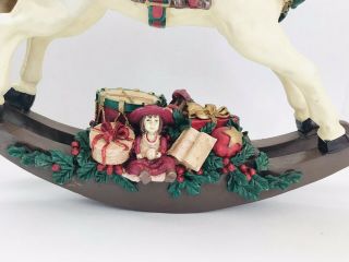 15”x13” Vtg Christmas Victorian Carousel Pony Rocking Horse Ceramic Decor Statue 5