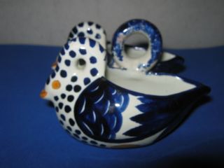 Henriot Quimper,  France Swan Pottery Double Salt In Cobalt Blue