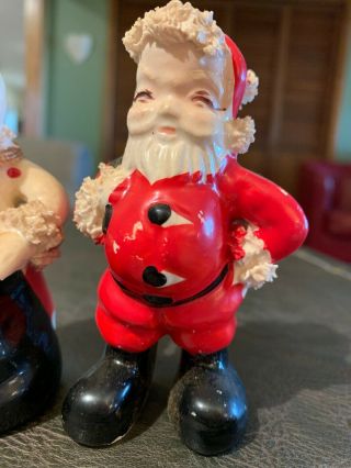 Vintage Kreiss Salt & Pepper Shakers Set Christmas Santa Claus & Mrs.  W/ Tag 2