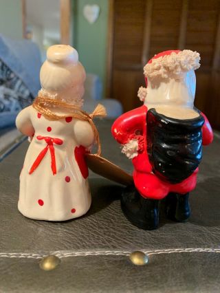 Vintage Kreiss Salt & Pepper Shakers Set Christmas Santa Claus & Mrs.  W/ Tag 5