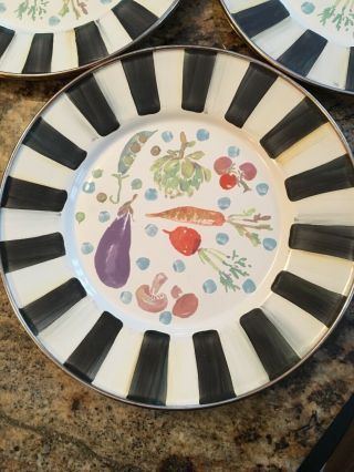 (1) Rare Mackenzie Childs Courtly Check Vegetables Plate Enamelware