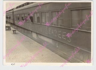 Vintage 5 " X7 " Photo Train Railroad Union Pacific Trooper West U.  S.  N.  Seabees