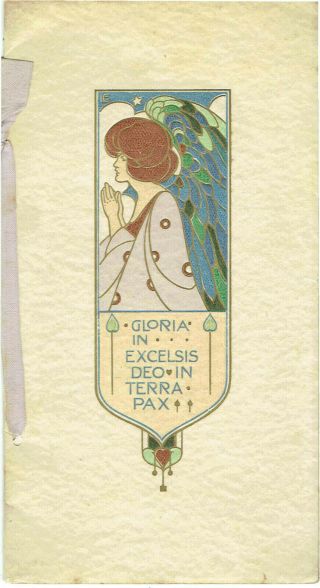 Vintage Or Victorian Christmas Card Art Nouveau Lady Angel ? Religious Verse