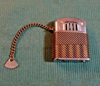 Vintage SKKK Mini Cigarette Lighter Chrome & Metal Mesh w/Chain Japan 2
