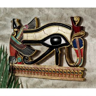 Egyptian Eye Of Horus Design Toscano Hand Painted Wall Sculpture