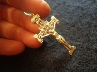 Vtg Antique Sterling Silver 925 Crucifix Cross Catholic Pendant