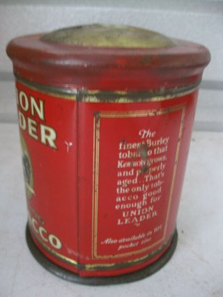 Vintage Union Leader Smoking Tobacco Tin Can 2
