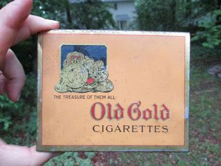 Vintage Old Gold Cigarettes Tin 4 1/2 " X 5 5/8 " Tobacco