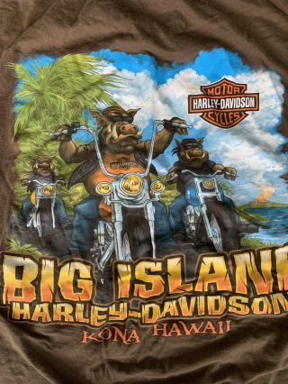 Rare Official Large Harley Davidson Big Island Kona Hawaii Shirt Brown 2013