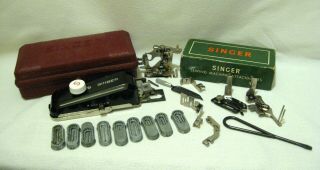 Vintage Singer Sewing Machine 301 - 8 Attachments 160623,  160743 Buttonholer,  9