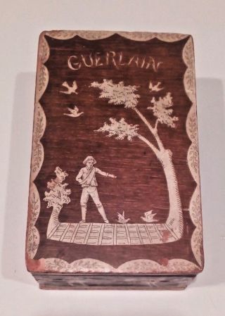 Antique Wood W/paper Covering Guerlain Perfume Box L 
