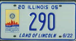 Illinois 2005 License Plate " 290 " Rotary Int 