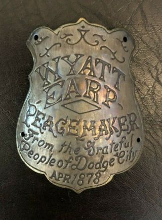 1878 BRASS WYATT EARP PEACEMAKER GUN BUTT TAG PLAQUE WESTERN OLD WEST GRIP BADGE 4