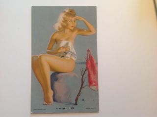 Vintage Earl Moran Mutoscope Pin Up Card " A Sight To Sea "