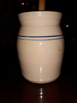 Butter Churn Crock Double Blue Rings Pottery