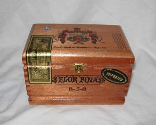 Arturo Fuente Flor Fina 8 - 5 - 8 Hinged Tobacco Hand Crafted Wood Cigar Box Stash